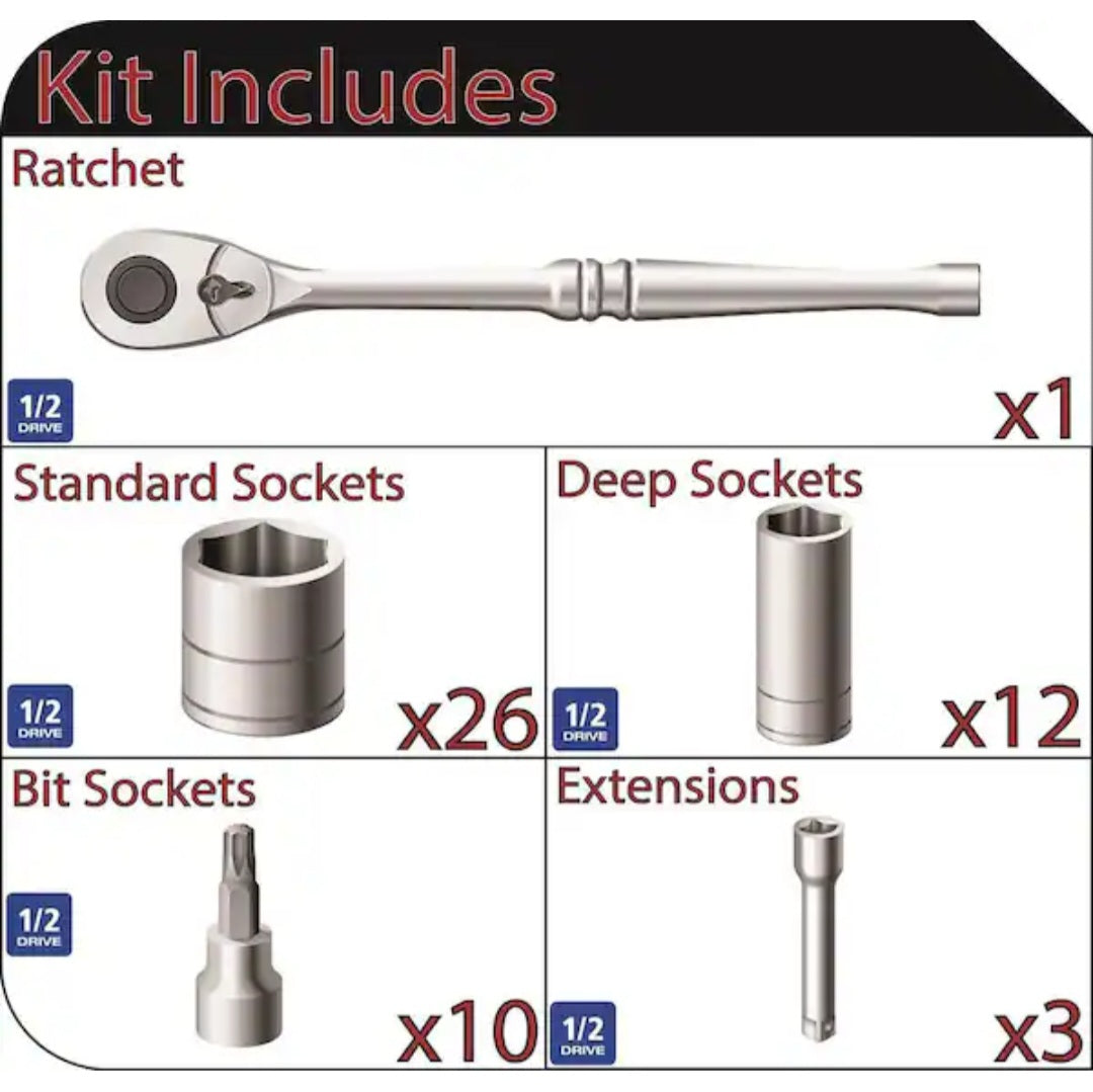 1/2 in Drive Mechanics Tool Set (52-Piece) 1/2 in Drive Mechanics Tool Set (52-Piece)